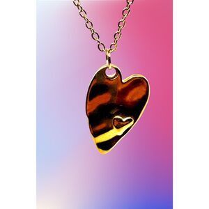 Gold Heart Charm Gold Indio Jewelry Necklace Chain #7070